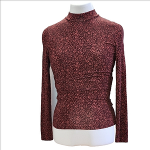 TED BAKER Animal print burgundy brown long sleeve top